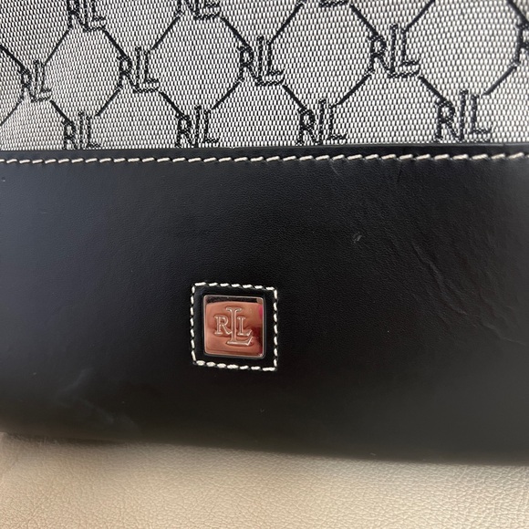 Vintage Ralph Lauren Signature Monogram Leather Canvas Shoulder Duffle Bag - Picture 3 of 10